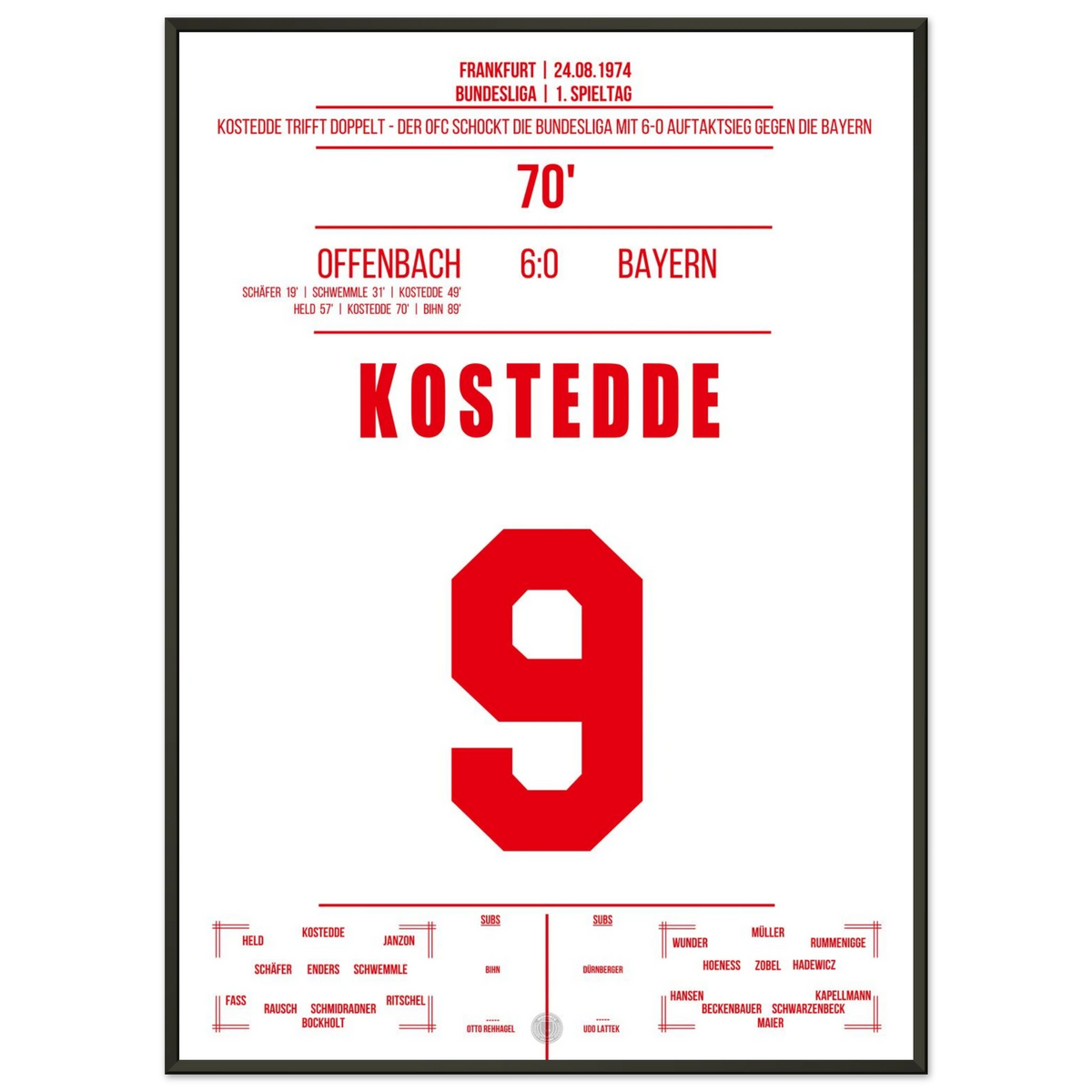 Offenbach dismantled Bayern at the Bundesliga opener in 1974