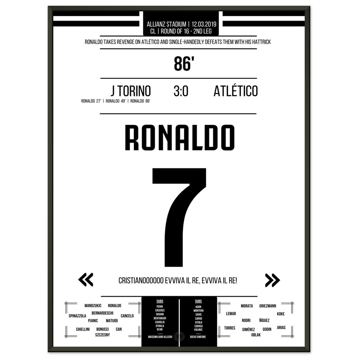 La revanche de Ronaldo sur l'Atlético en huitième de finale retour 2019