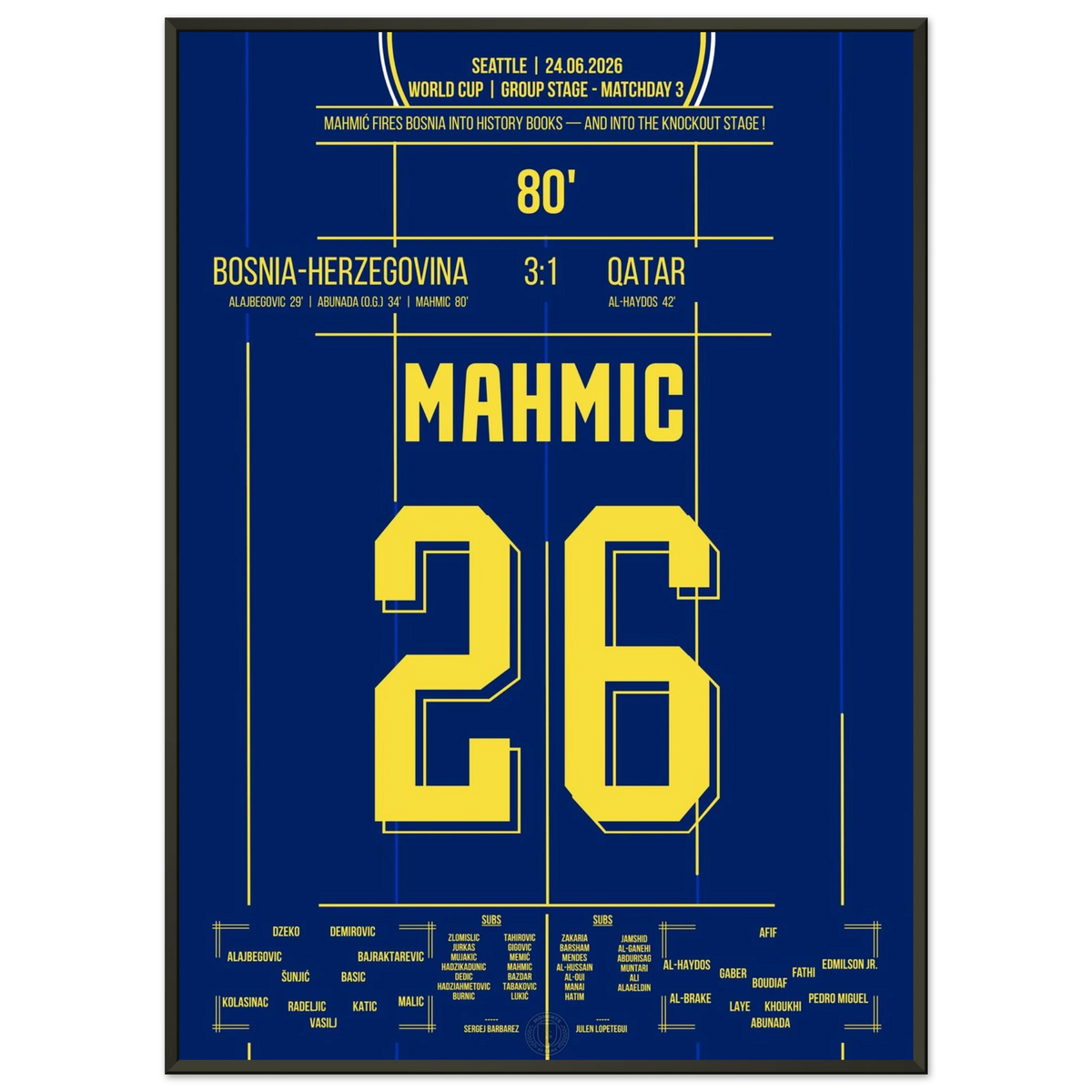 Mahmic se réunit à K.o. Premier tour et la Bosnie entre dans l'histoire de la Coupe du monde