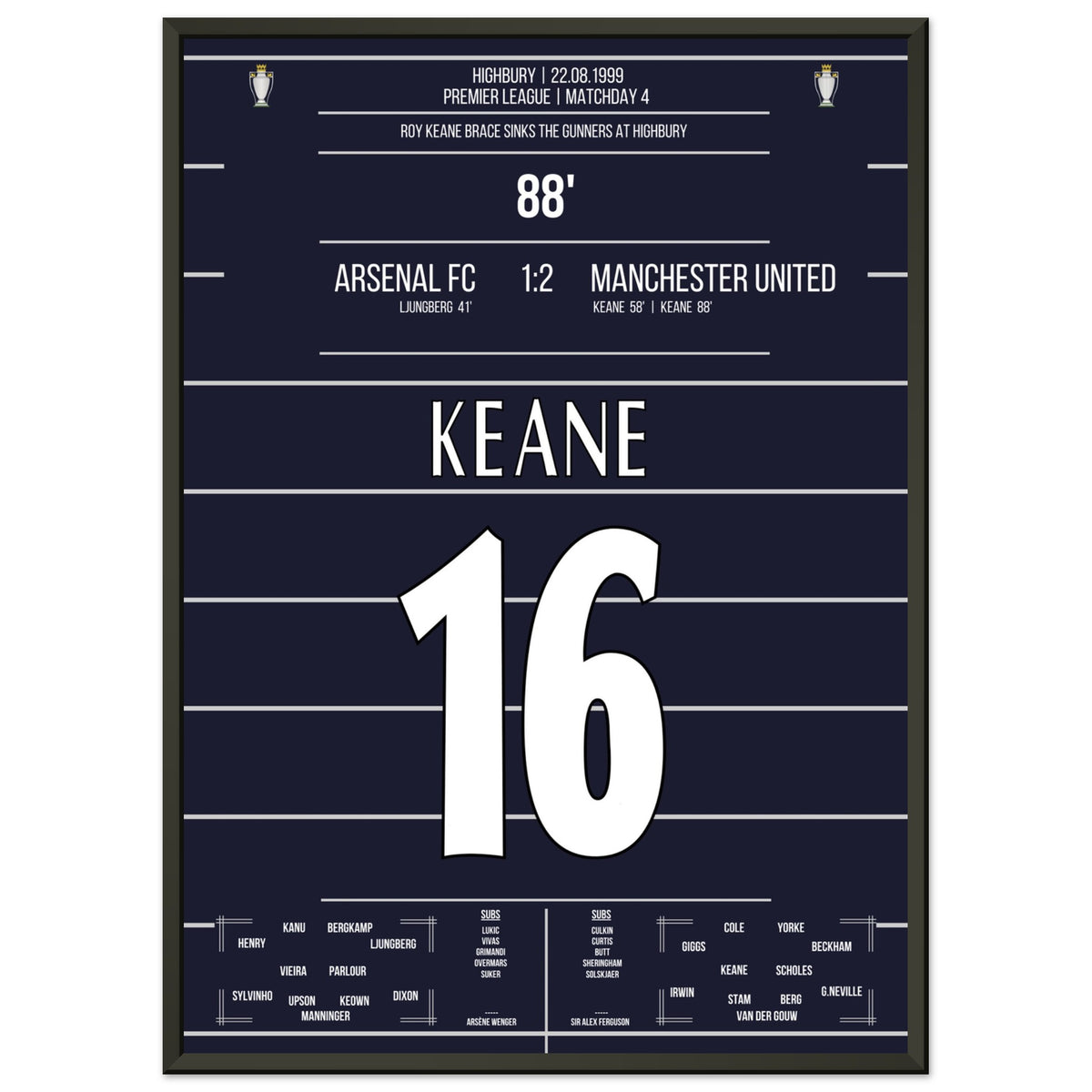 Keane with a brace for the away win at Highbury