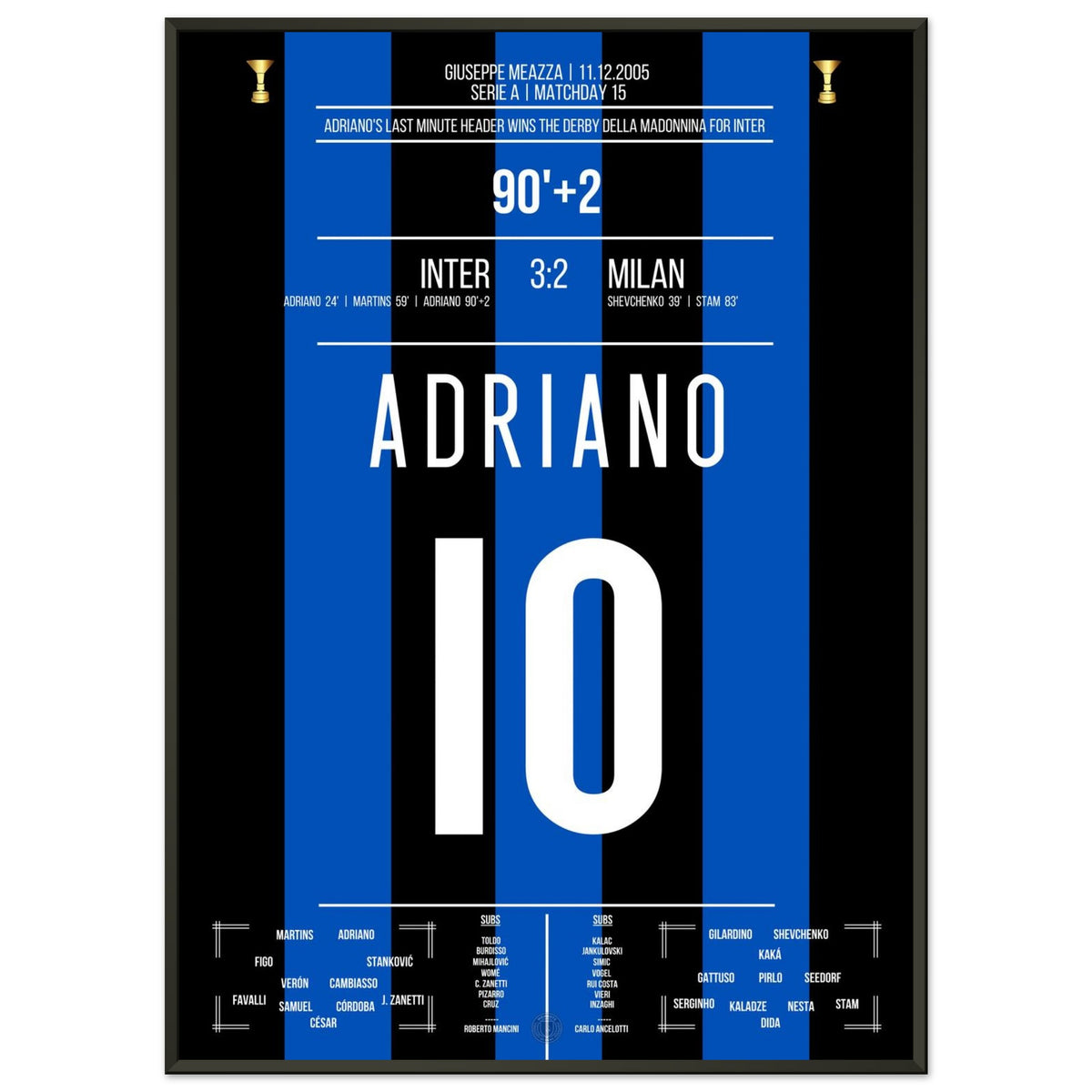Le but victorieux d'Adriano à la dernière minute du Derby della Madonnina 2005