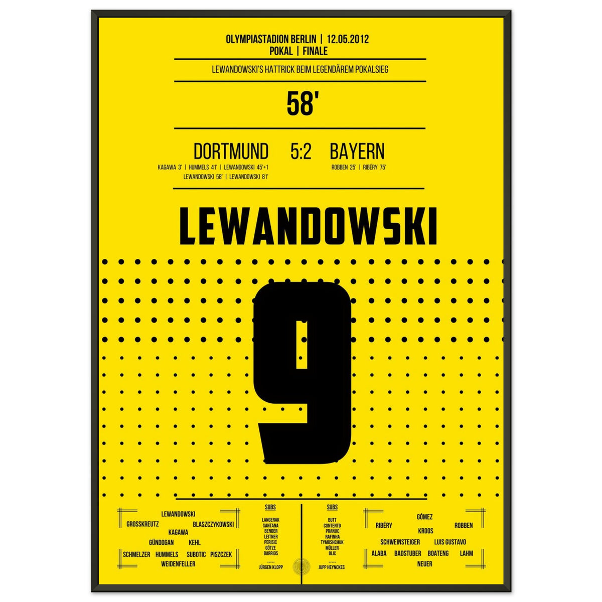 Coup du chapeau de Lewandowski en finale de Coupe contre le Bayern 2012