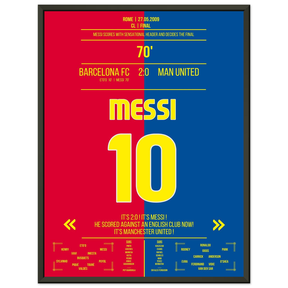 Le but de la tête de Messi en finale 2009 contre ManU