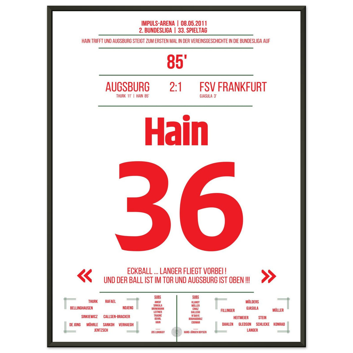 Hain propulse Augsburg vers la montée en Bundesliga 2011