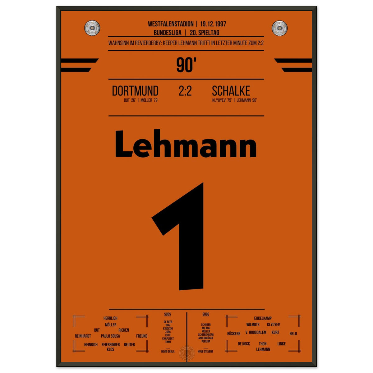 Lehmann écrit l'histoire de la Bundesliga en égalisant à la dernière minute lors du Revierderby 1997