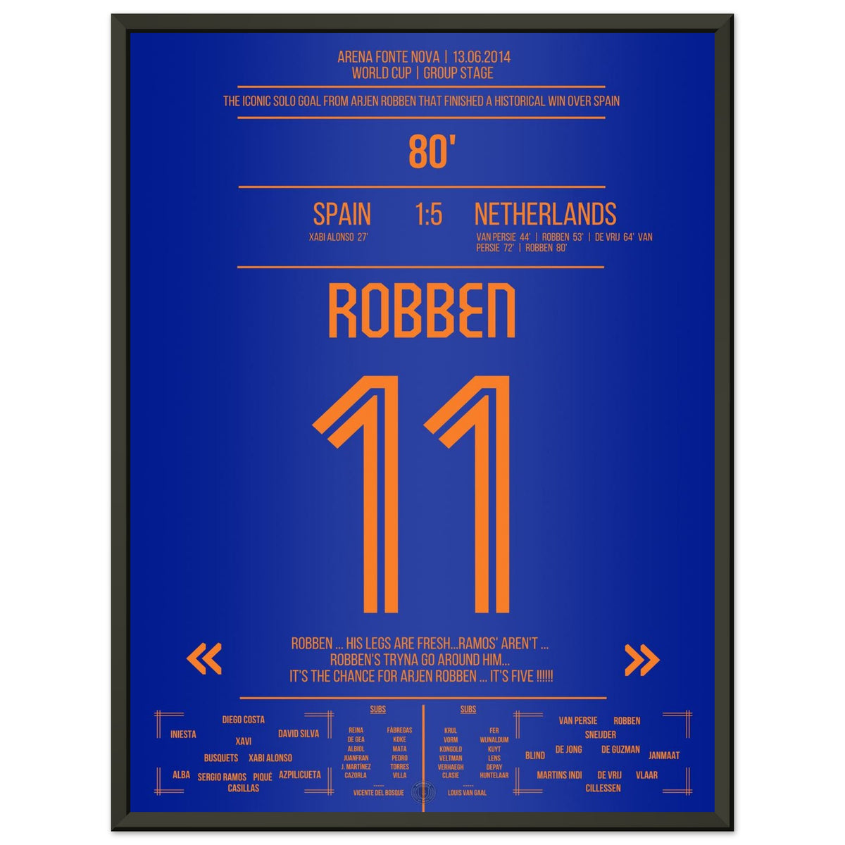 Le but en solo de Robben contre l'Espagne à la Coupe du Monde 2014