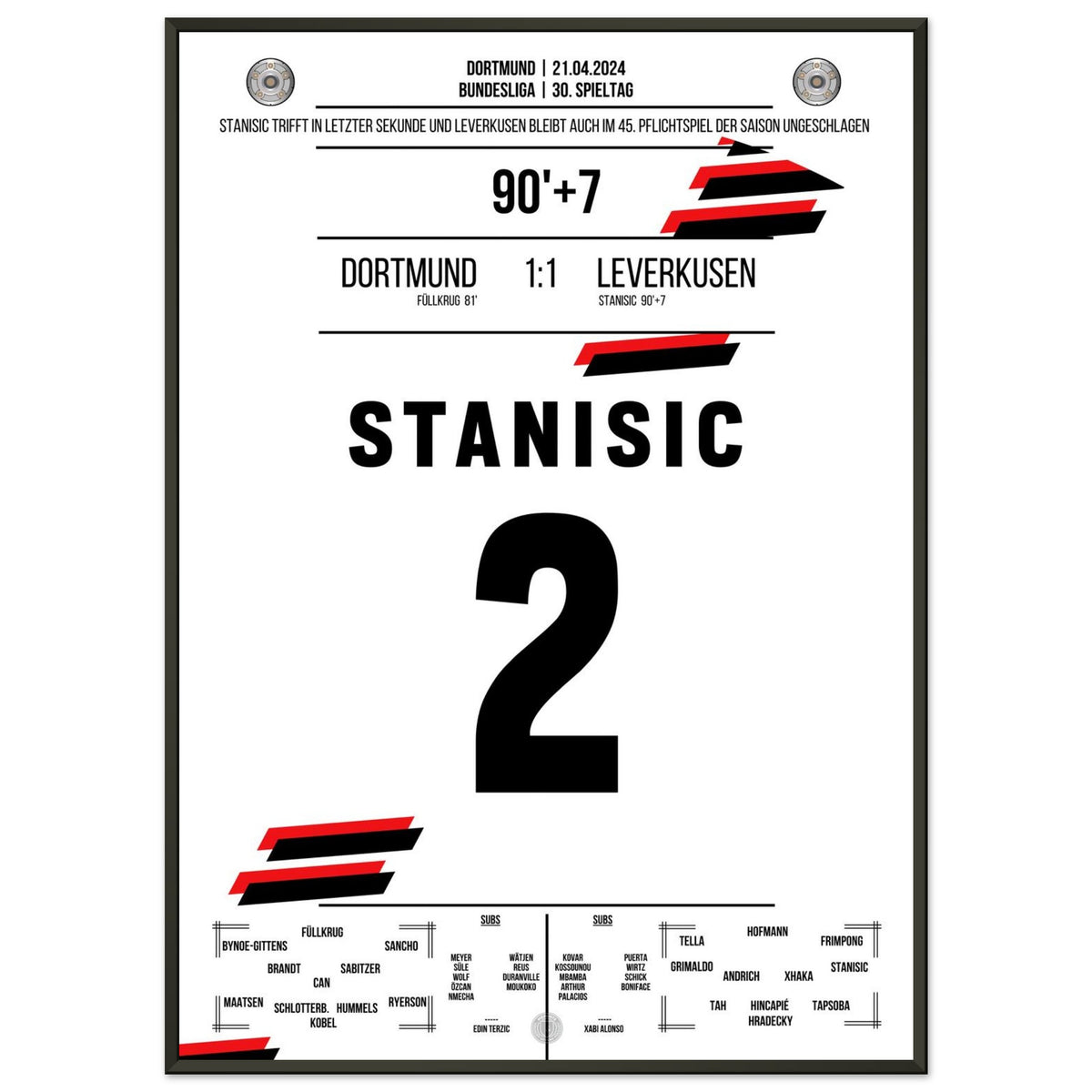 90+7! Stanisic scores with his head and Leverkusen remains unbeaten!