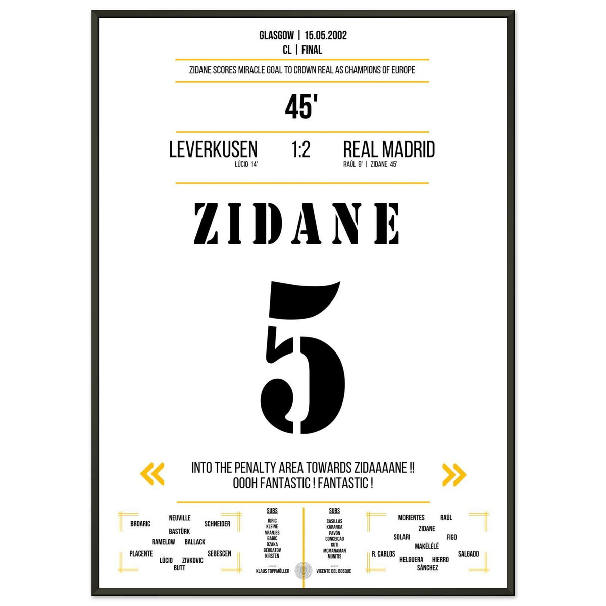 Le but exceptionnel de Zidane en volée en finale 2002 contre Leverkusen