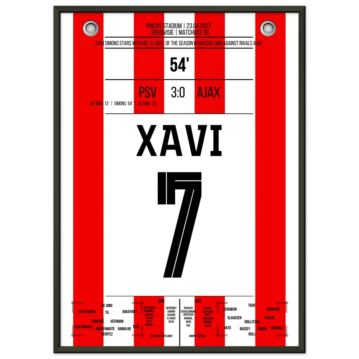 Xavi Simons avec un but et une passe décisive lors de la victoire à domicile contre Ajax en 2023