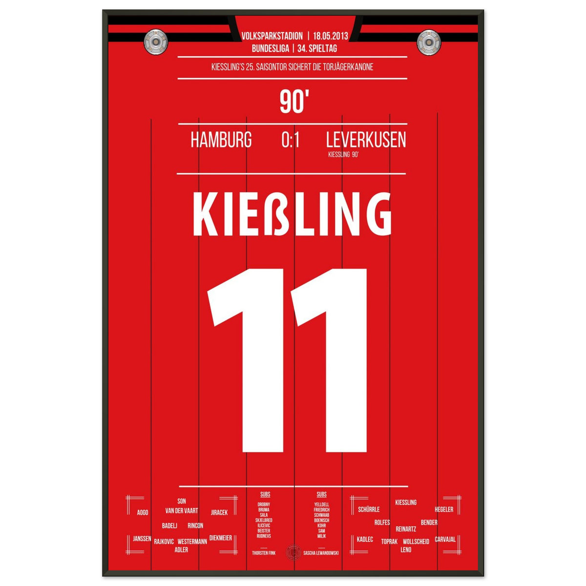Kiessling's 25th goal of the season secured the top scorer in the last minute