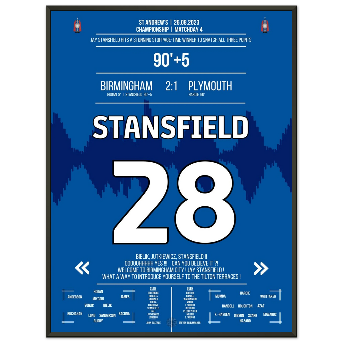 Stansfield remporte la victoire à Birmingham avec un vainqueur tardif dans les arrêts de jeu