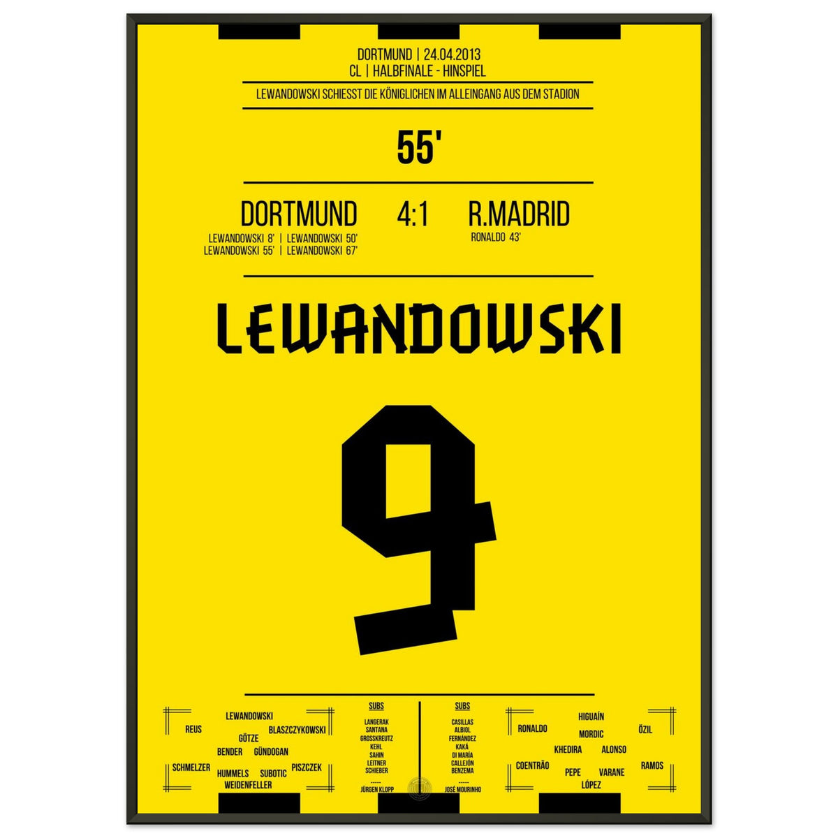 Pack of 4 Lewandowski in the 2013 CL semi-final against Real