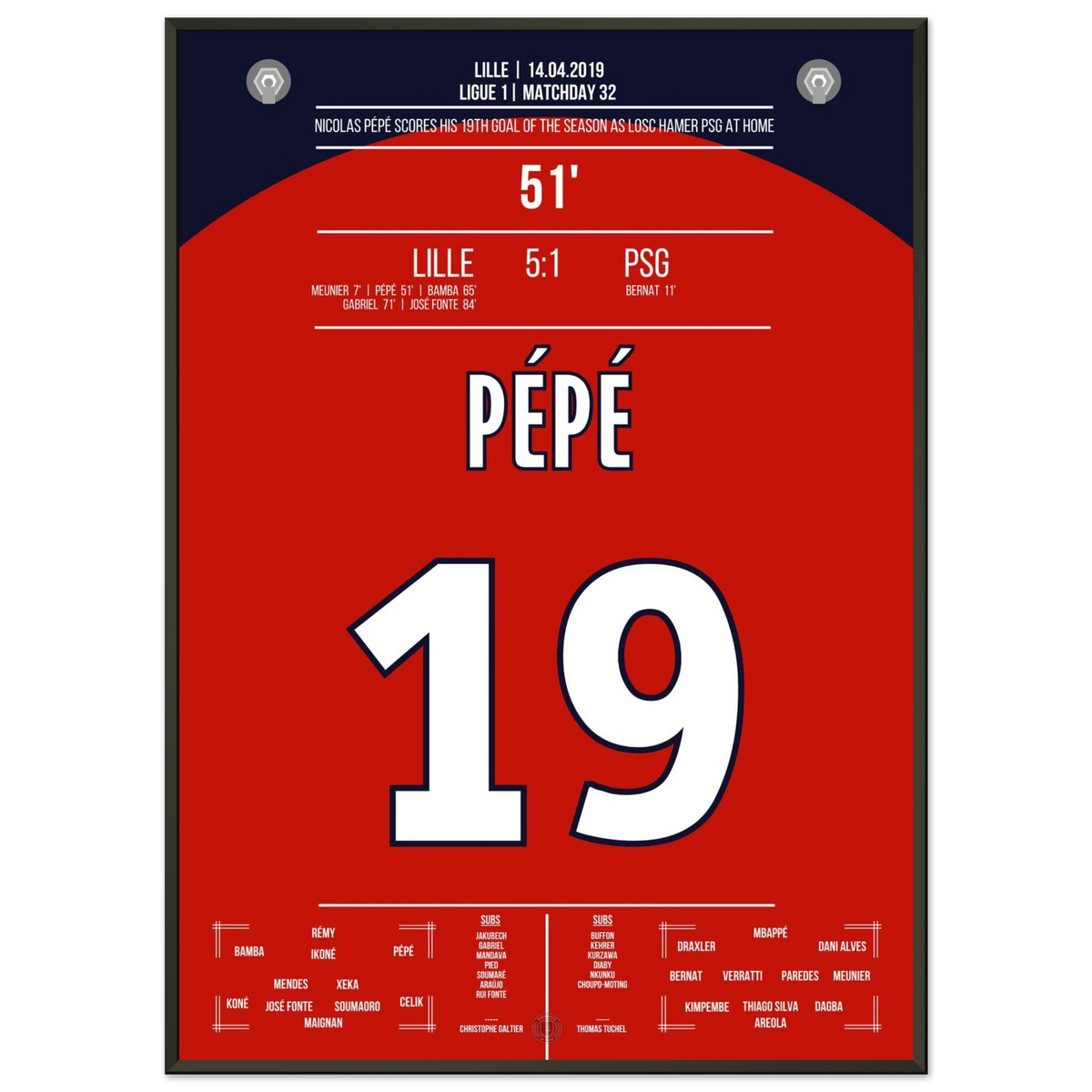 Pépé marque lors de la victoire 5-1 de Lille contre le PSG