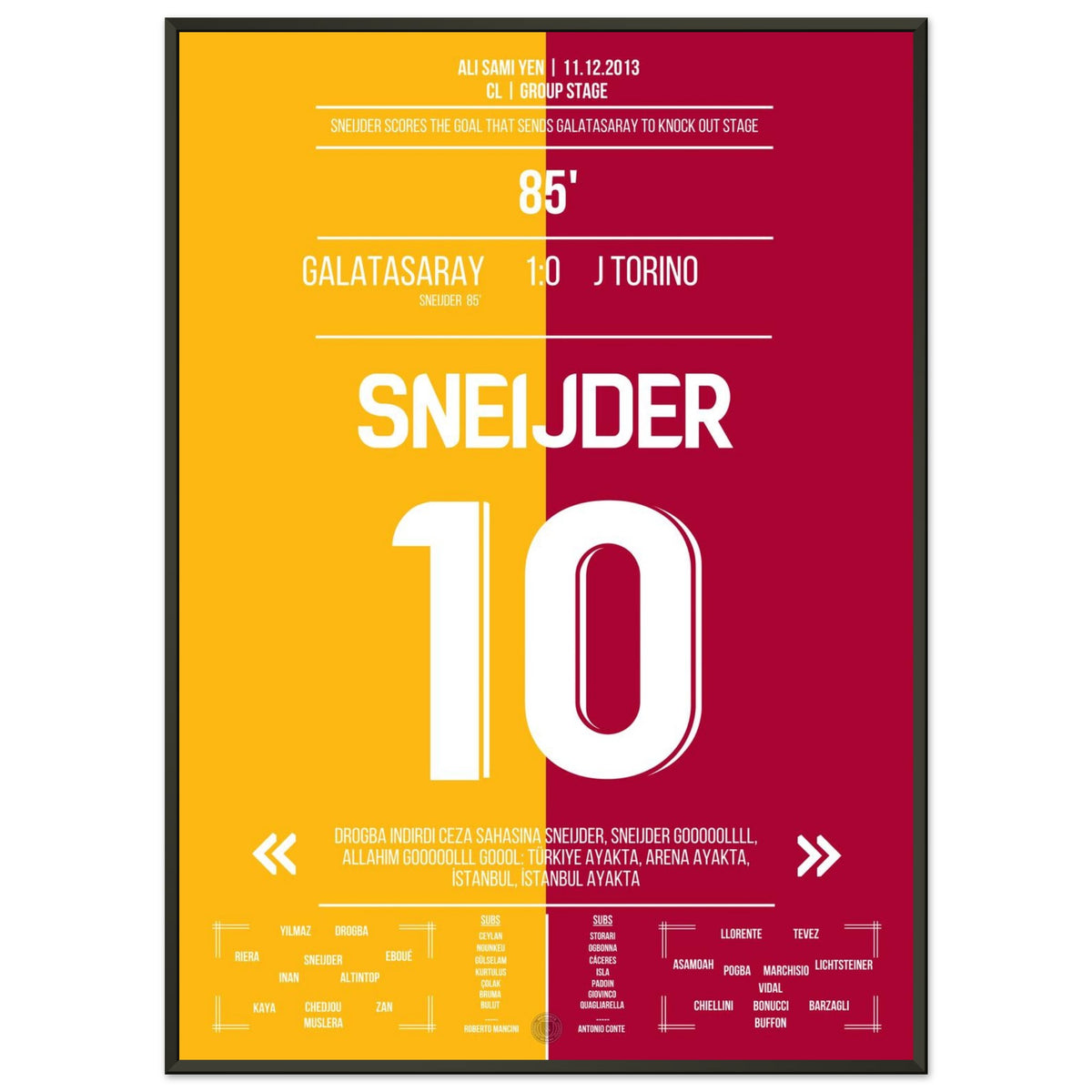 Sneijder parachève la sensation ! Galatasaray élimine Turin de la CL en 2013