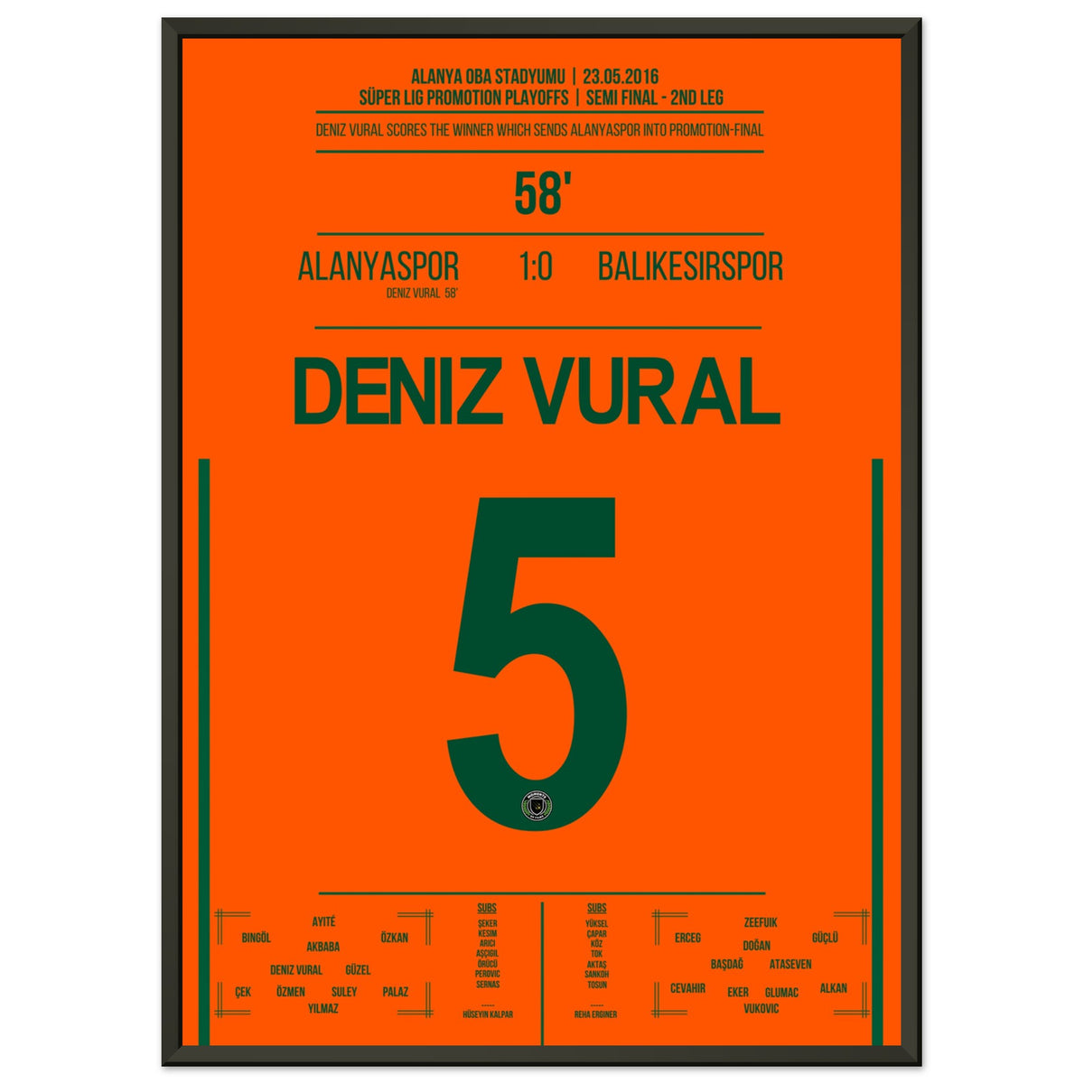 Deniz Vural shoots Alanyaspor into the final of the 2016 promotion playoffs