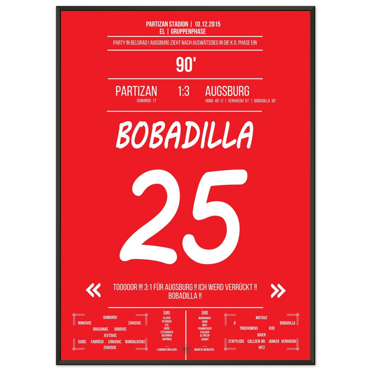 Le miracle d'Augsburg - Bobadilla propulse Augsburg en phase à élimination directe