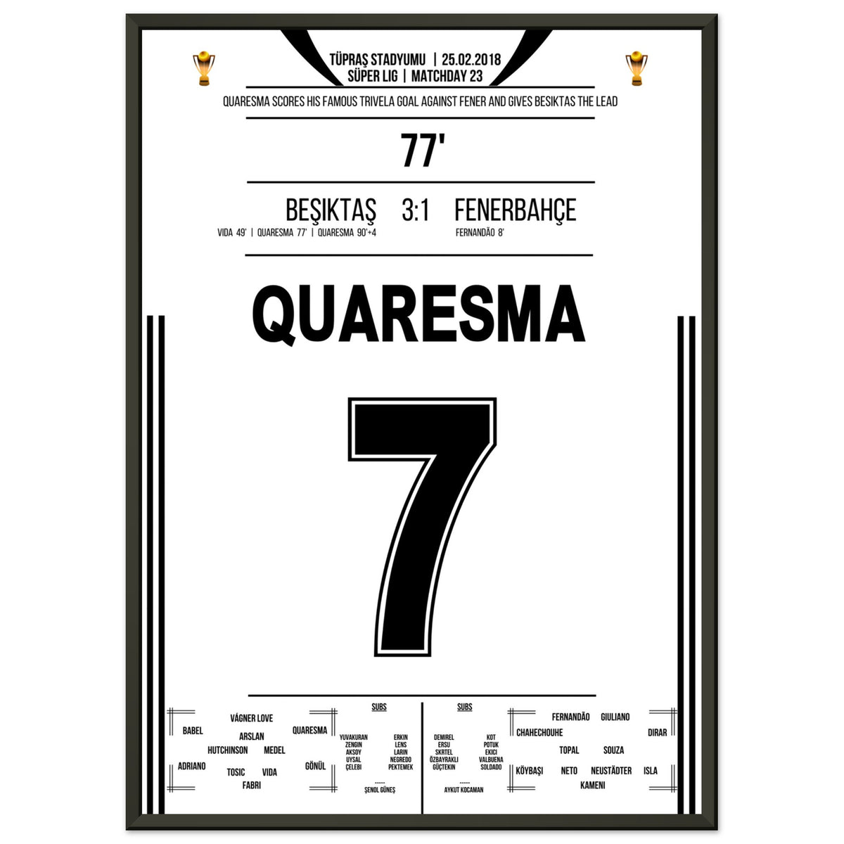 Quaresma's dream goal with the outside of his foot in the derby win against Fenerbahce in 2018
