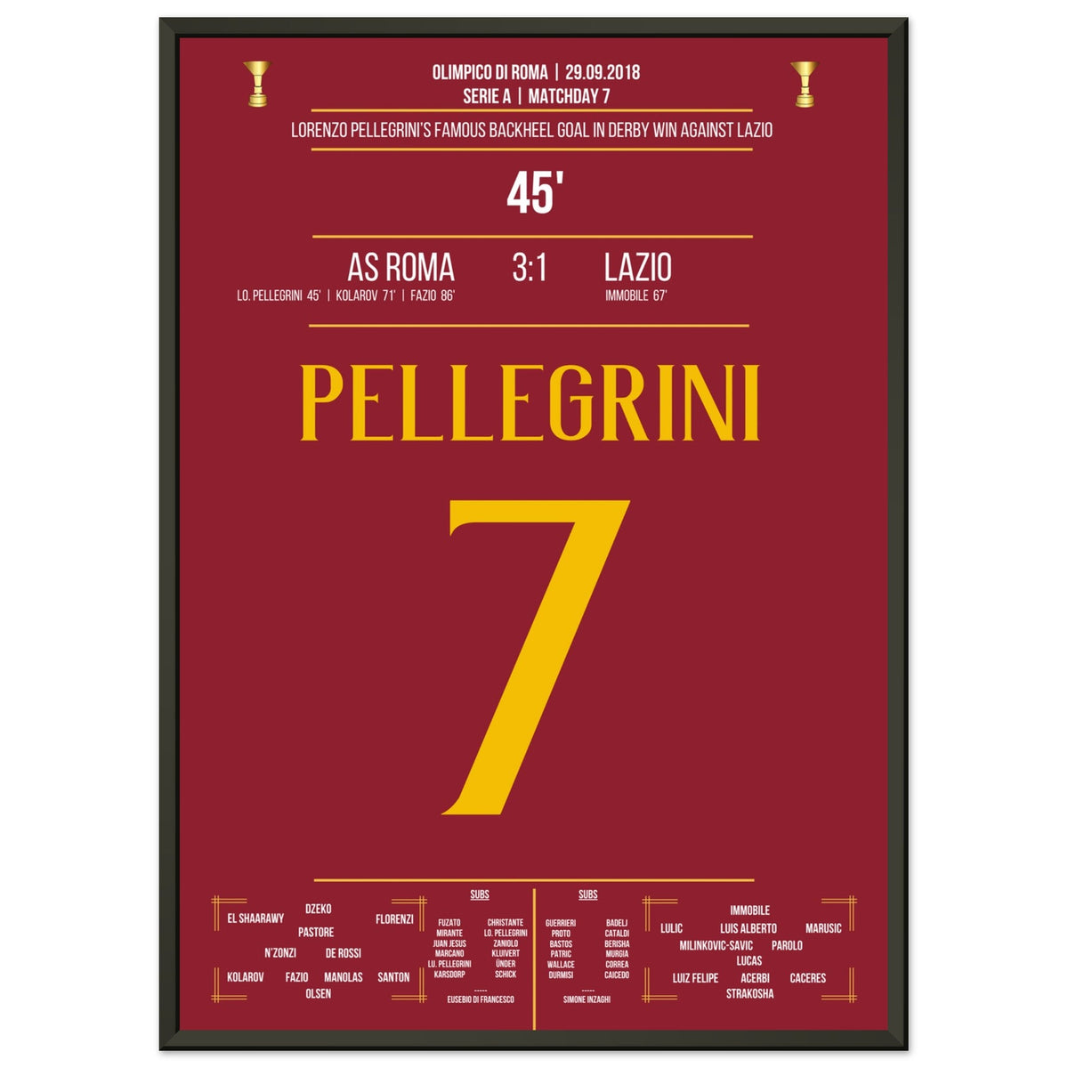 Le but de Pellegrini lors du derby contre la Lazio en 2018
