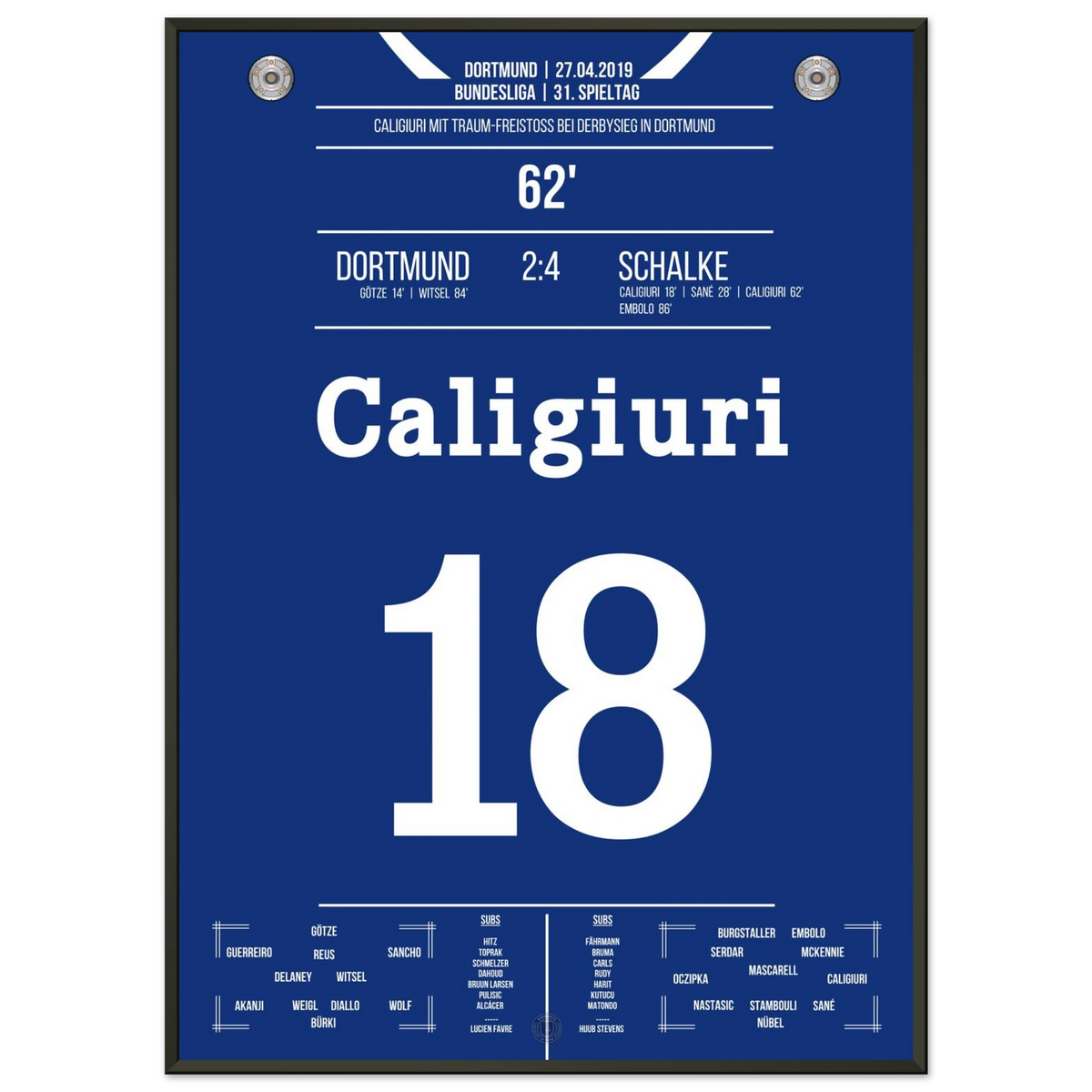 Caligiuri's Freistoss-Tor  beim Revierderby in Dortmund