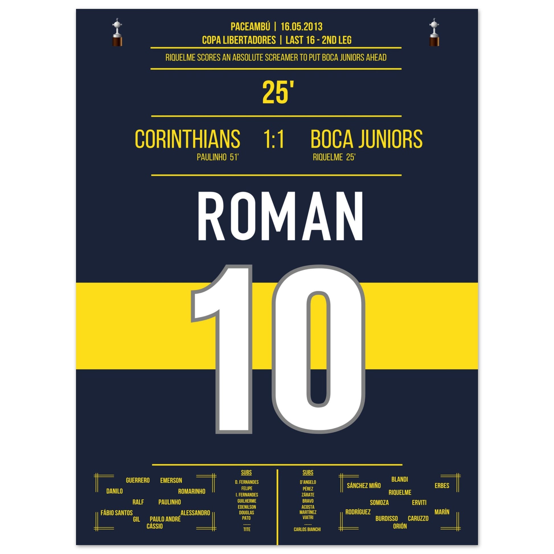 Riquelme's Traumtor in der Copa Libertadores in 2013 45x60-cm-18x24-Ohne-Rahmen