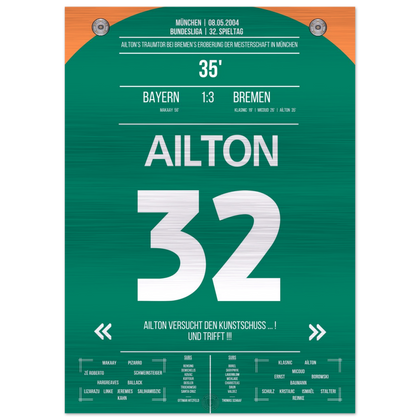 (Metal Print) Ailton's dream goal to win the championship in Munich