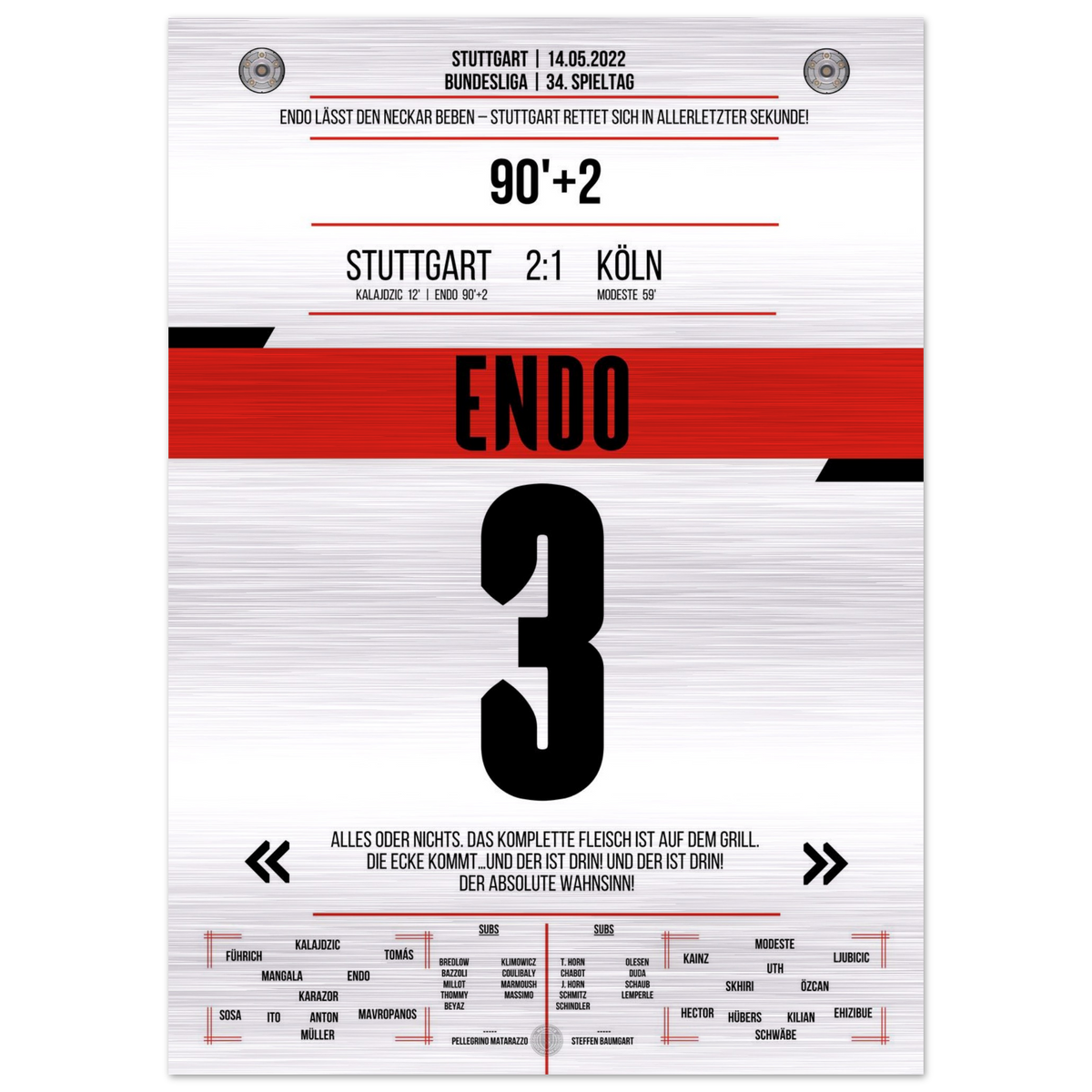 (Metal Print) Le sauvetage d'Endo pour rester dans la ligue