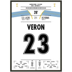 Veron's Freistosstor beim Derbysieg gegen die Roma 50x70-cm-20x28-Schwarzer-Aluminiumrahmen