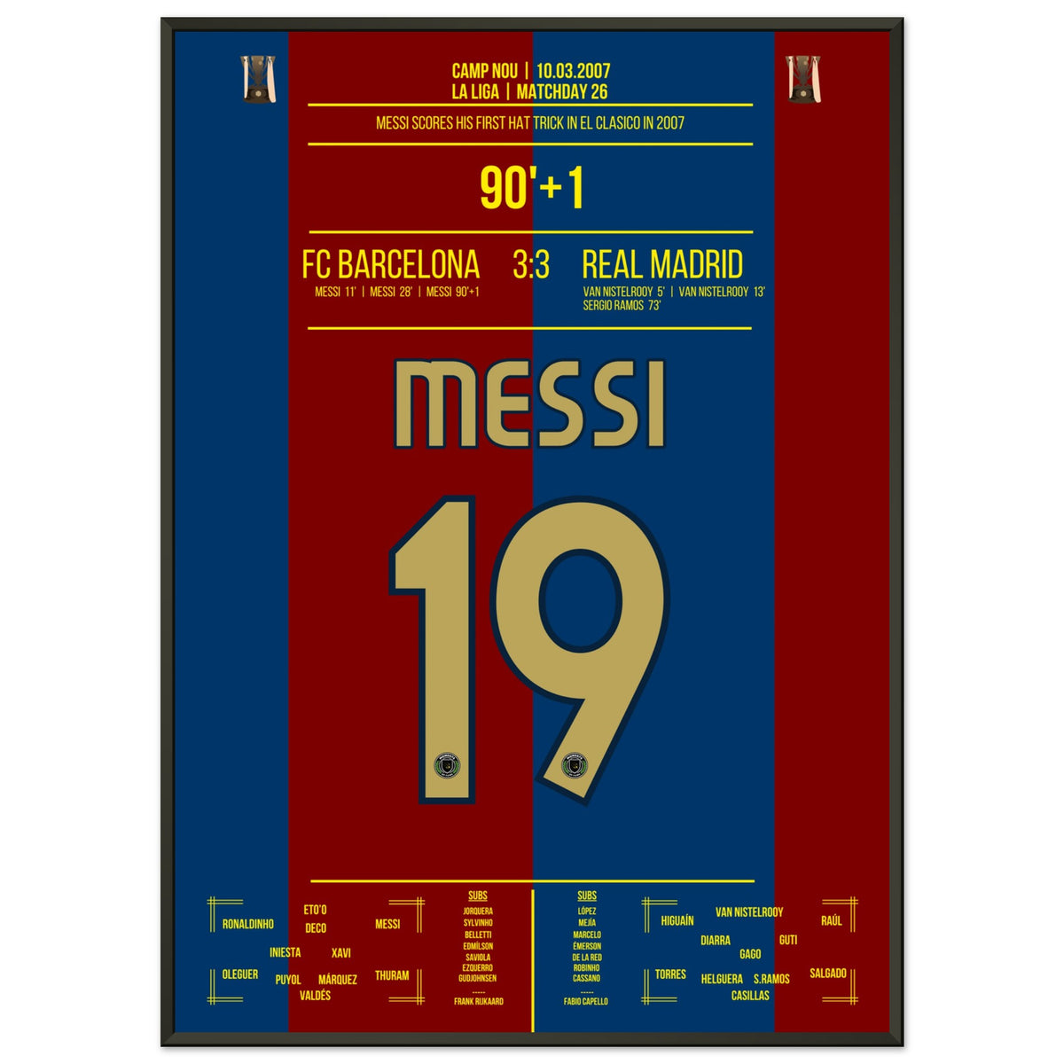Messi scores his first hat-trick in El Clasico in 2007.