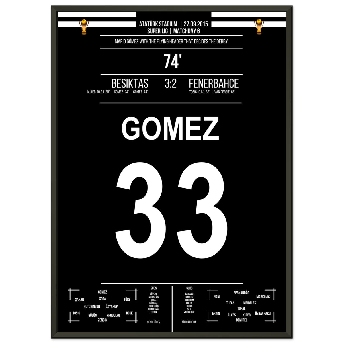 Mario Gomez volant de la tête lors de la victoire dans le derby contre Fenerbahce en 2015