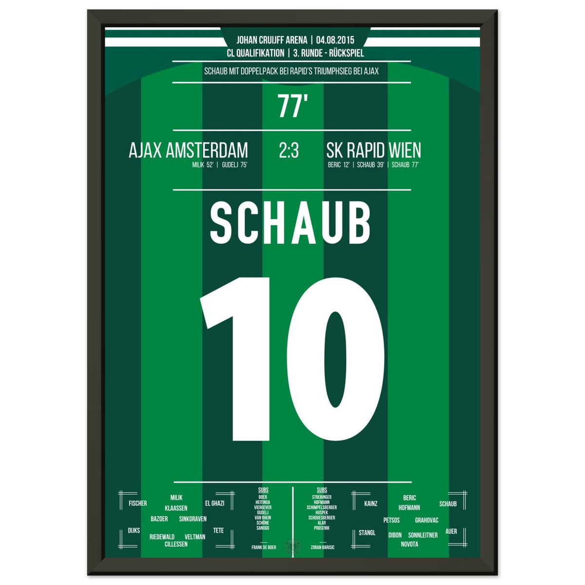 Schaub propulse le Rapid au prochain tour à l'Ajax avec un doublé