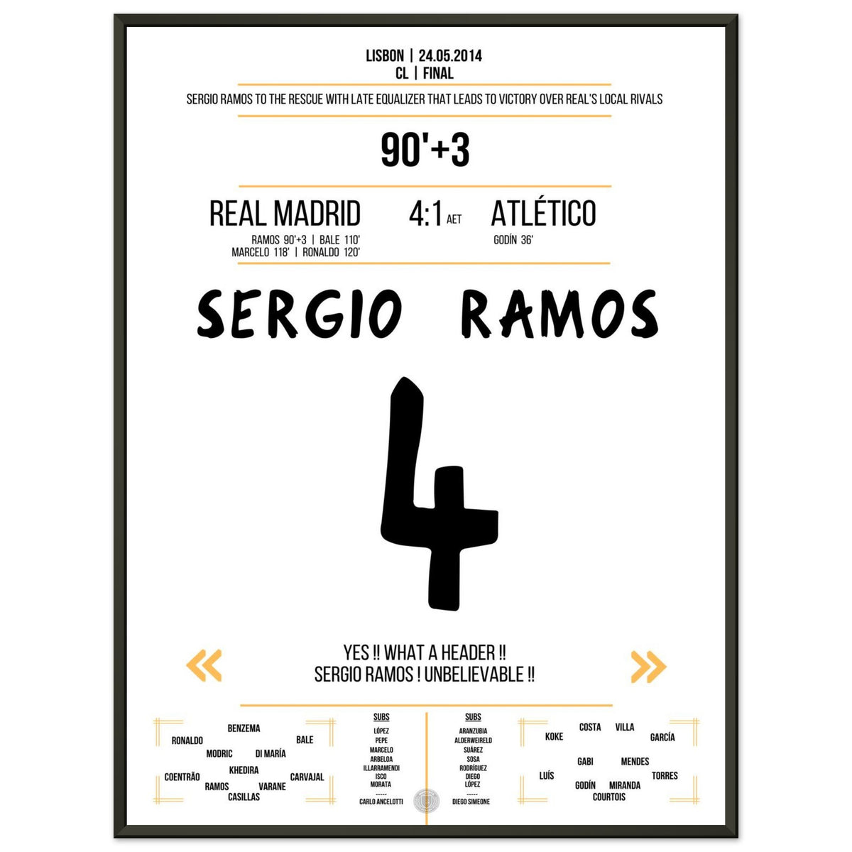 Sergio Ramos sauve le Real dans le temps additionnel de la finale 2014 contre l'Atletico.