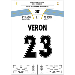Veron's Freistosstor beim Derbysieg gegen die Roma A4-21x29.7-cm-8x12-Ohne-Rahmen