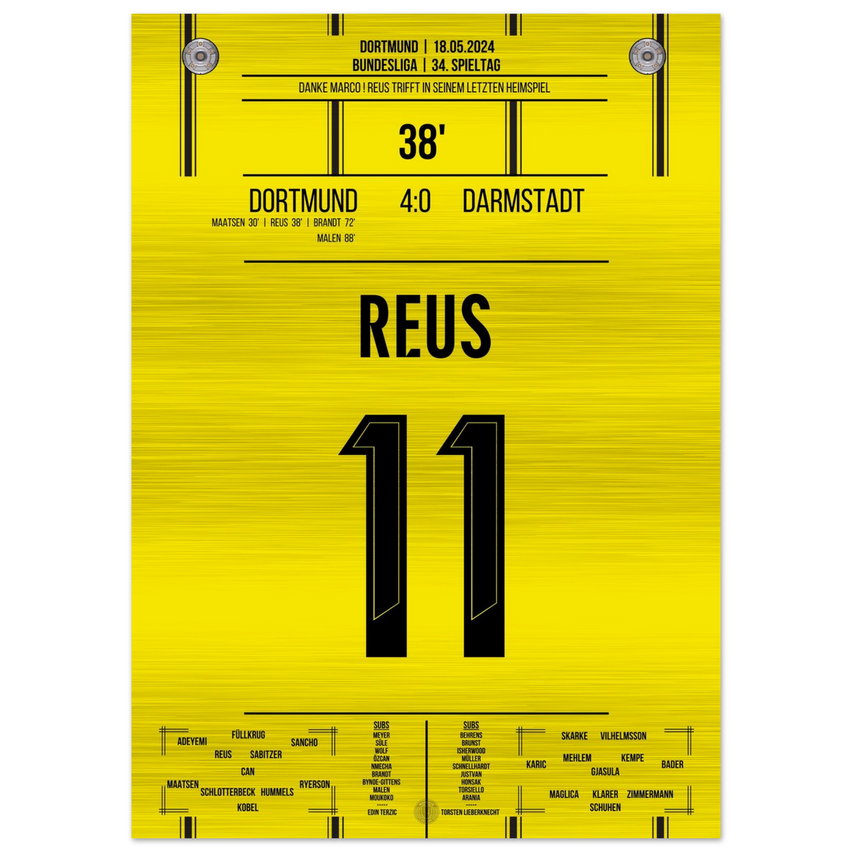 (Metal Print) L'objectif d'adieu de Reus en 2024