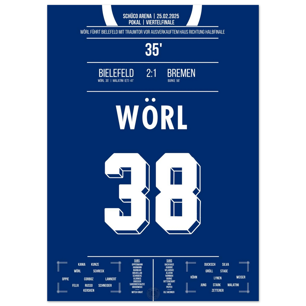 Wörl scores a dream goal, sending Arminia towards the cup semifinals.