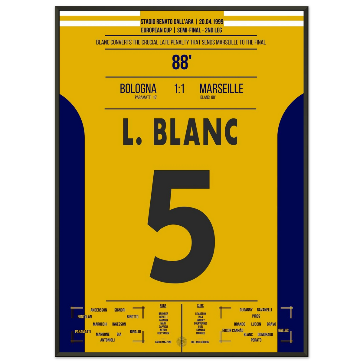 Blanc's golden penalty into the 1999 European Cup final