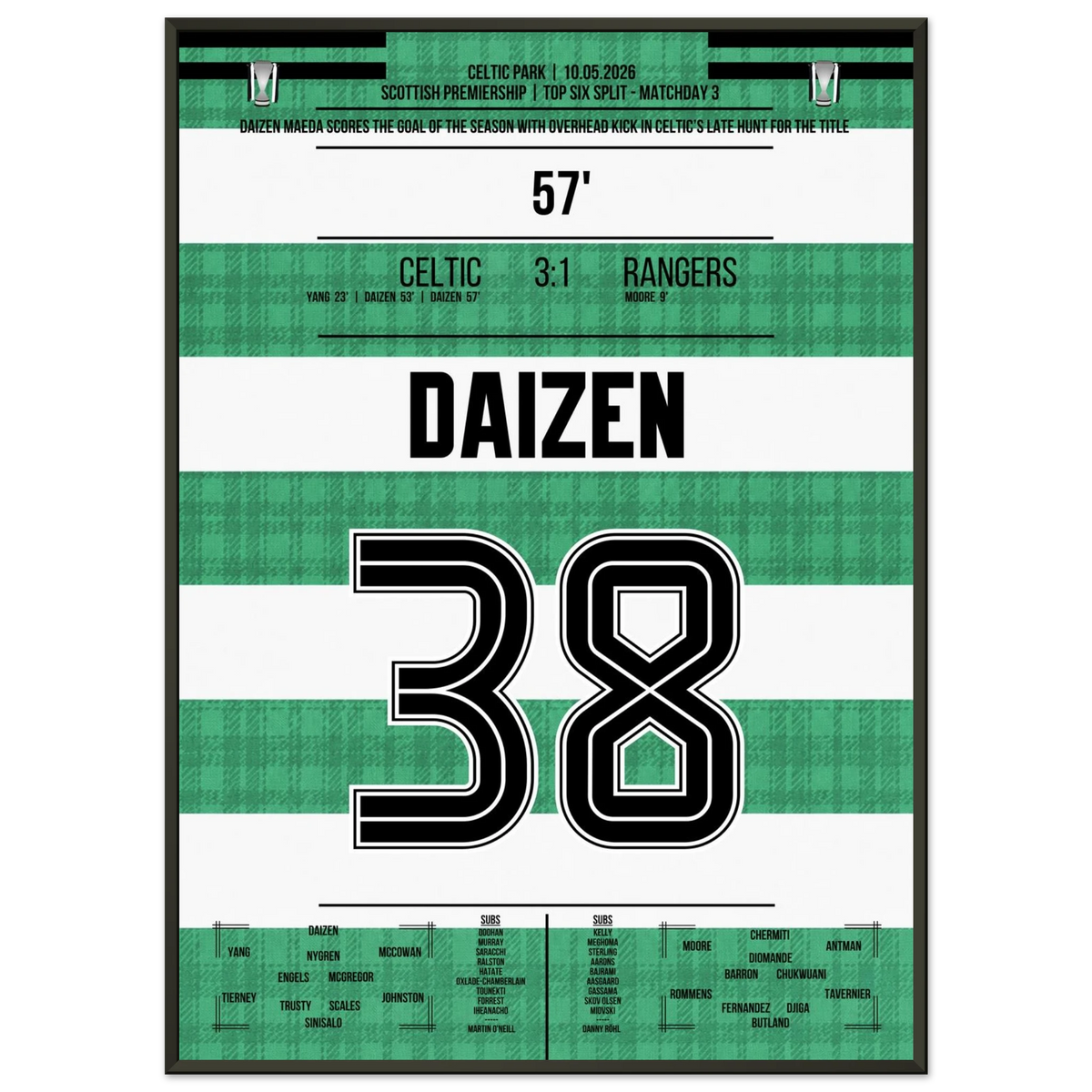 Daizen Maeda donne un coup de pied aérien dans le derby d'Old Firm