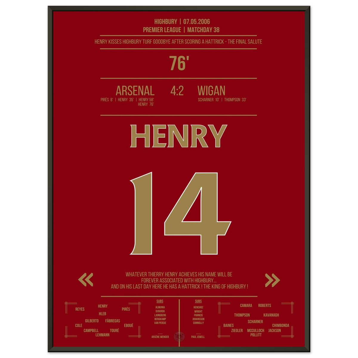 Thierry Henry Hattrick Dernier Match À Highbury Arsenal - Wigan - Le Dernier Hommage