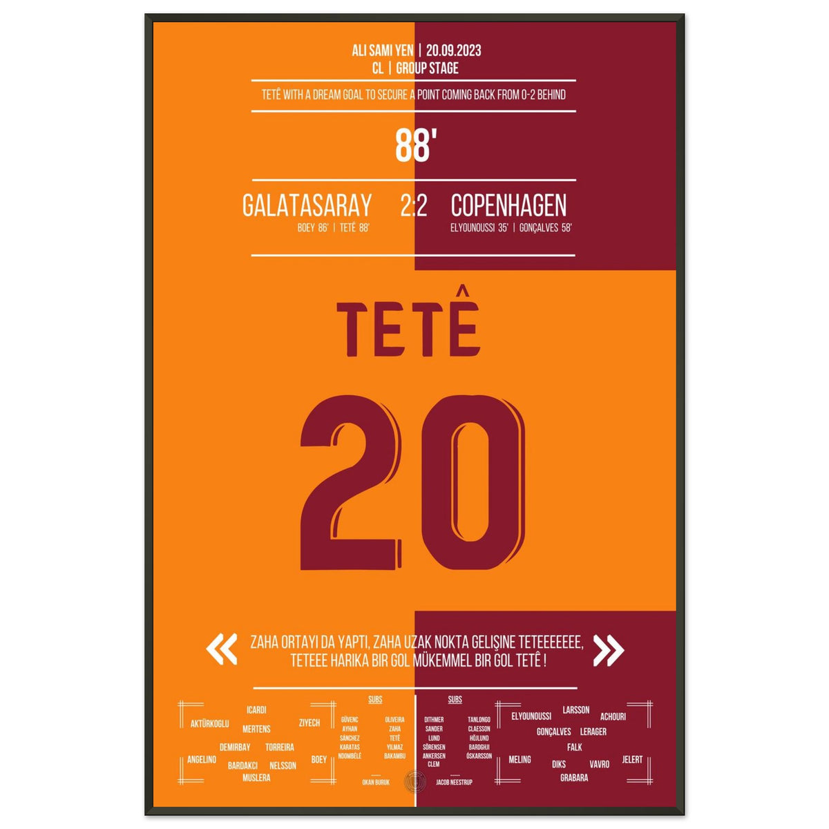 Tetê's dream goal to equalize in a late CL comeback