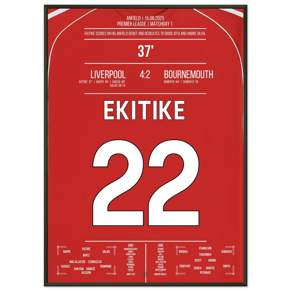 Des débuts d'Ekitike au classique de Salah : le spectaculaire feu d'artifice d'Anfield à la mémoire de Diogo Jota