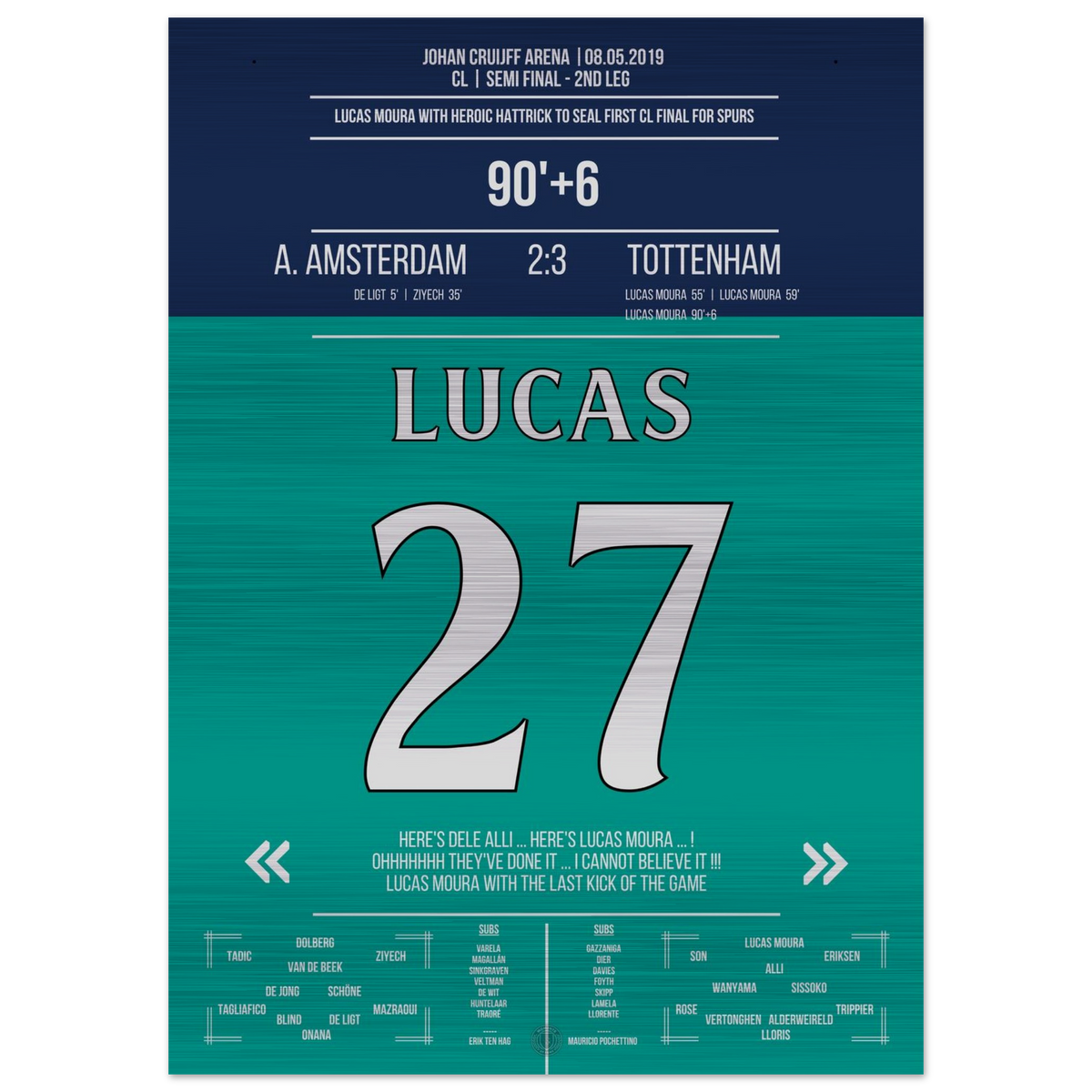 (Metal Print) Le légendaire tour du chapeau de Lucas Moura pour la finale de CL