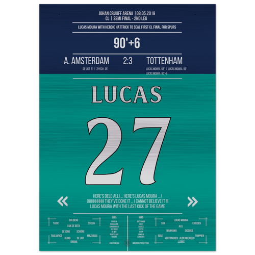 (Metal Print) Lucas Moura's legendary hat trick to the CL final