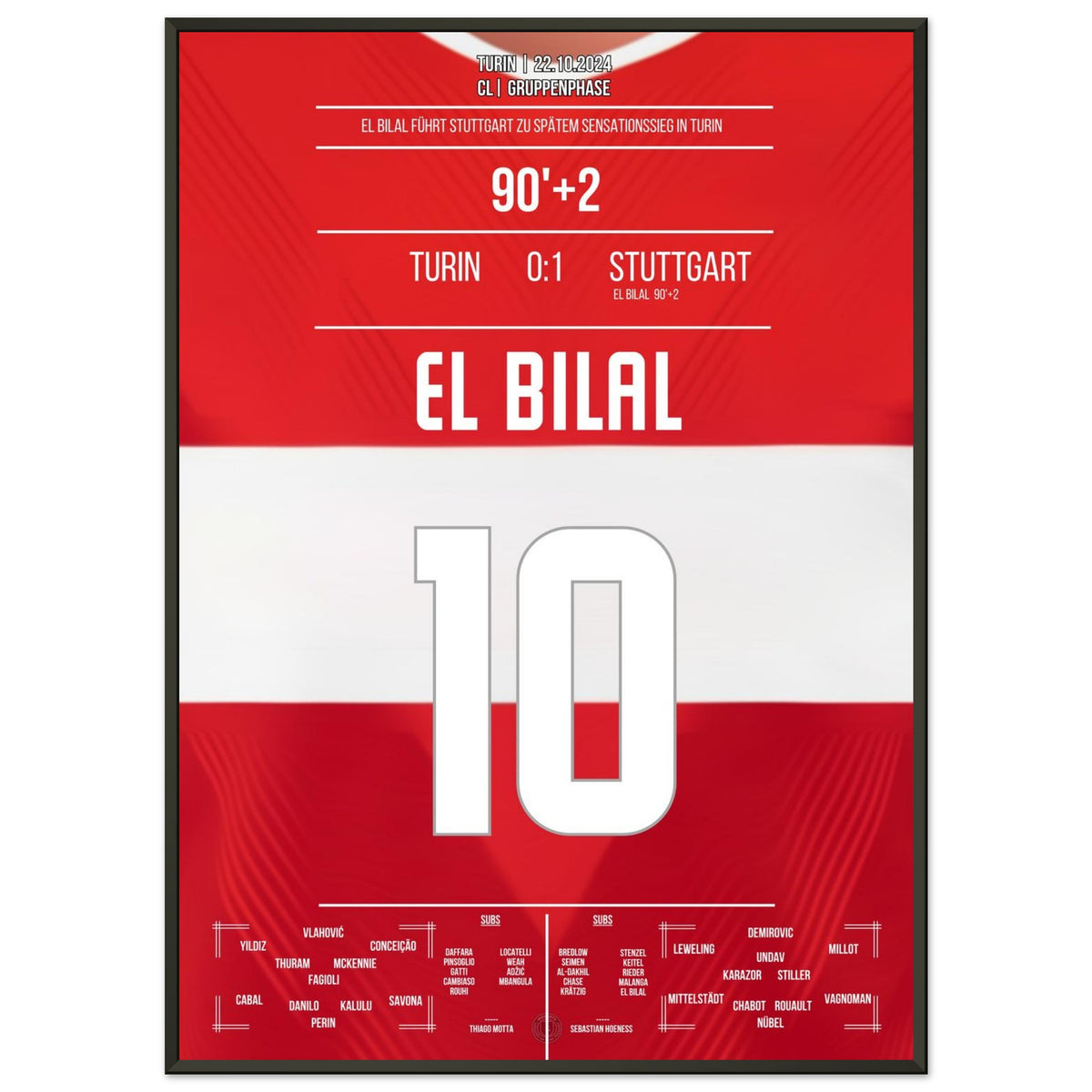 El Bilal scores a late victory for VfB in Turin.