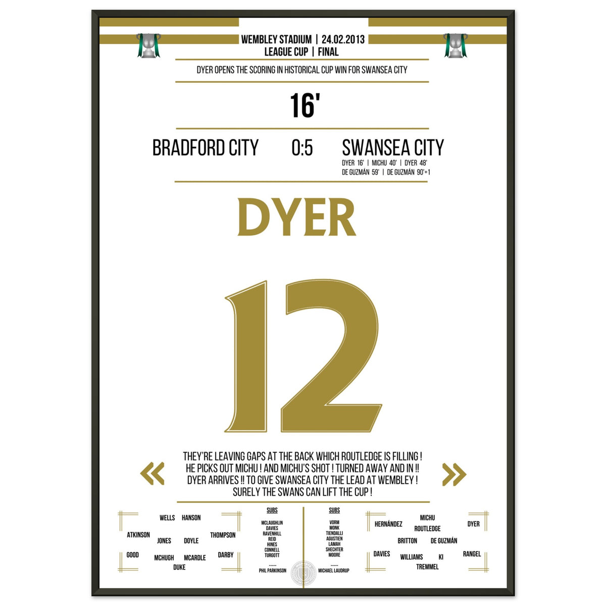 Dyer a marqué lors de la victoire historique de Swansea en coupe en 2013