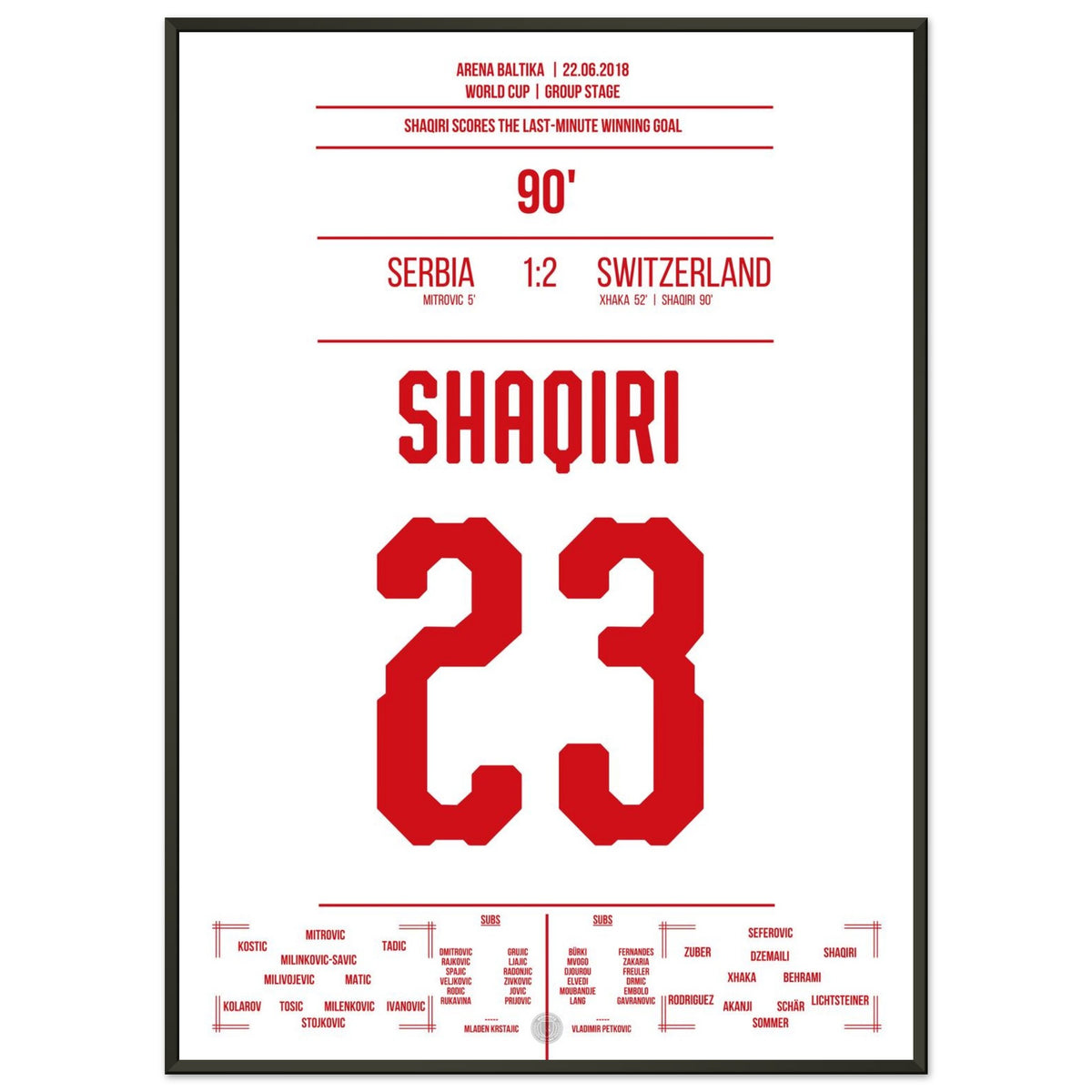 Le vainqueur de dernière minute de Shaqiri contre la Serbie lors de la Coupe du monde 2018