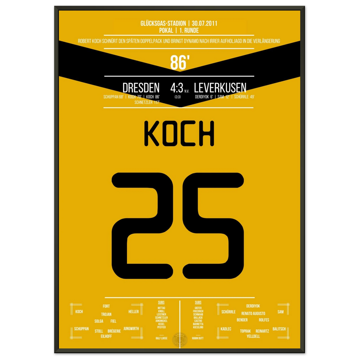 Koch marque deux fois et mène Dresde en prolongation lors de sa légendaire victoire en coupe contre Leverkusen