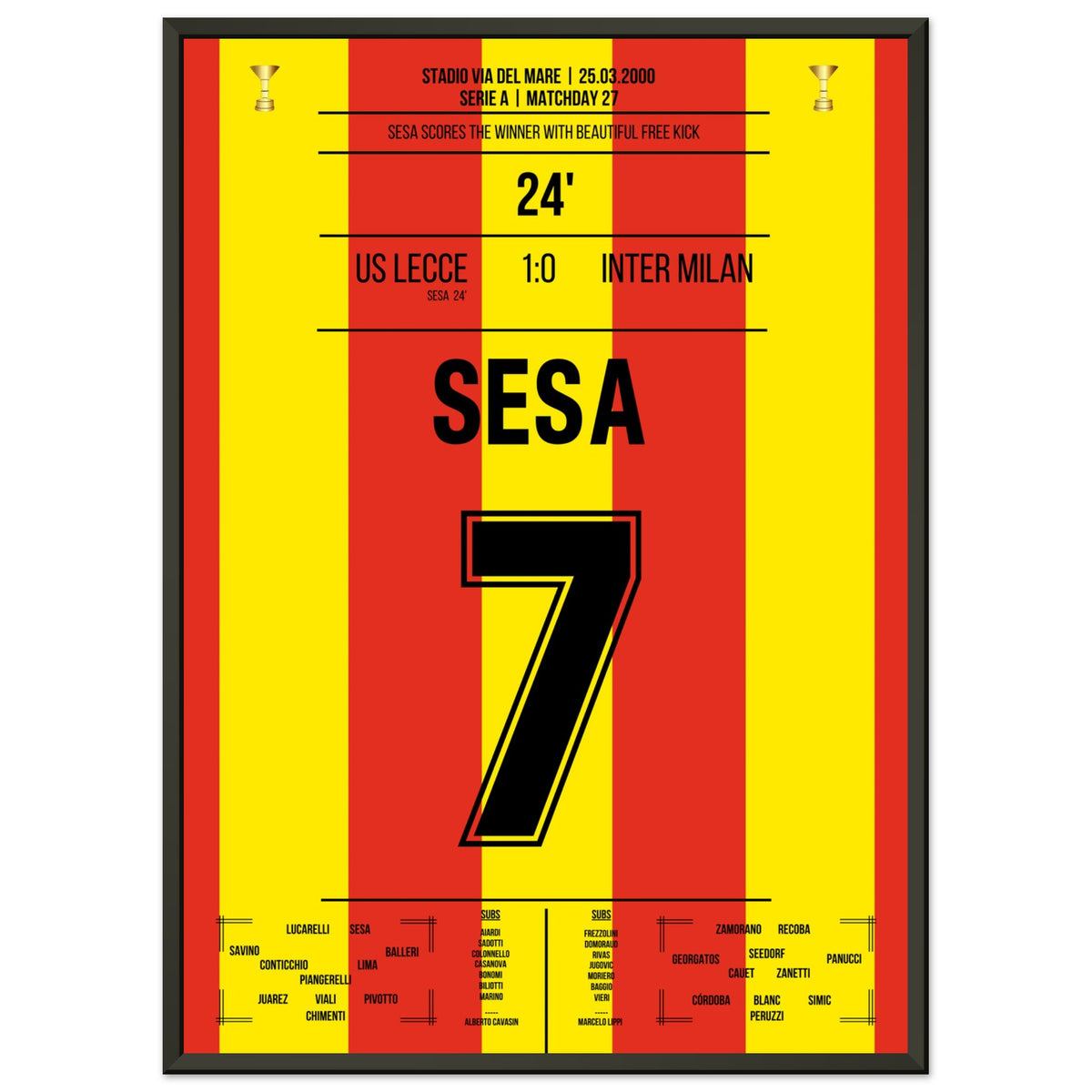 Sesa avec un but parfait sur coup franc pour gagner contre l'Inter en 2000