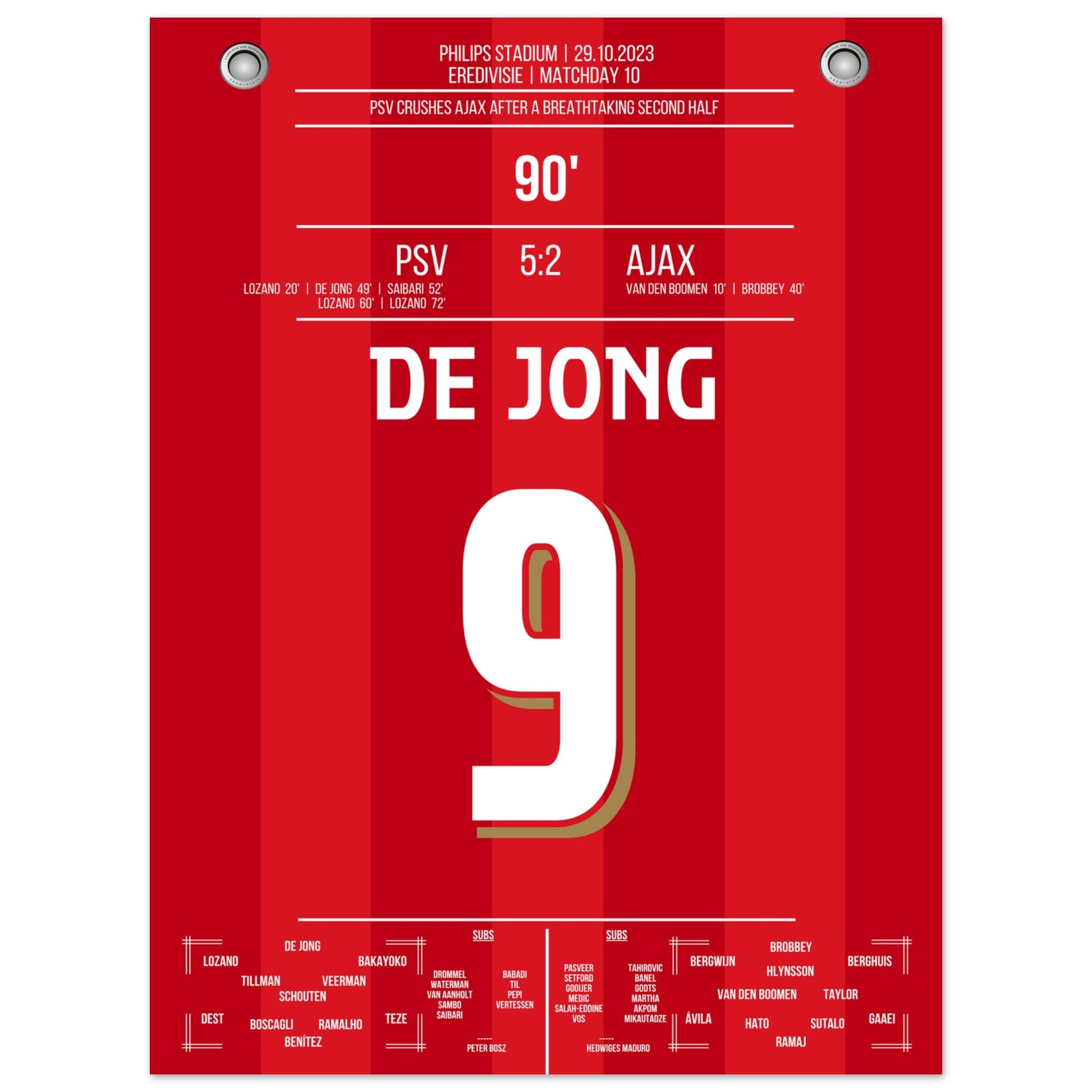 PSV's 5-2 Kantersieg gegen Ajax in 2023 30x40-cm-12x16-Ohne-Rahmen