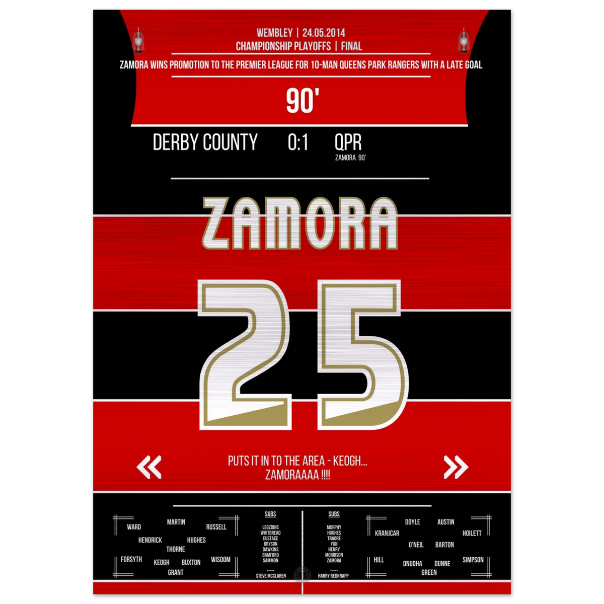 (Metal Print) Zamora fires QPR back into the Premier League