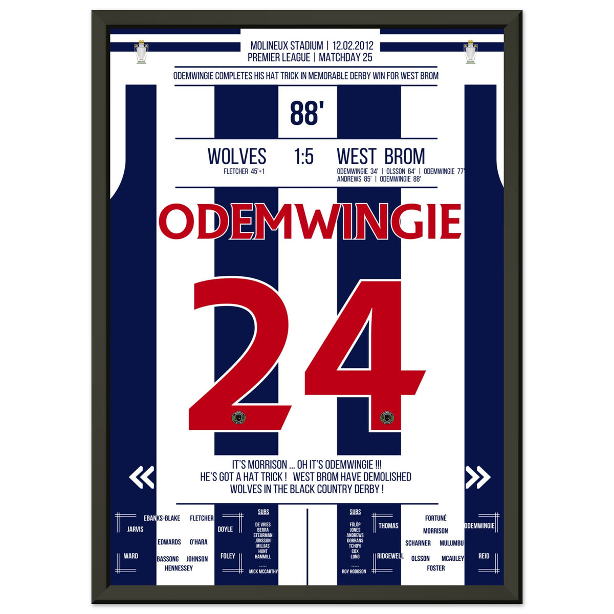 Odemwingie with a hat-trick in the Black Country Derby victory for West Brom