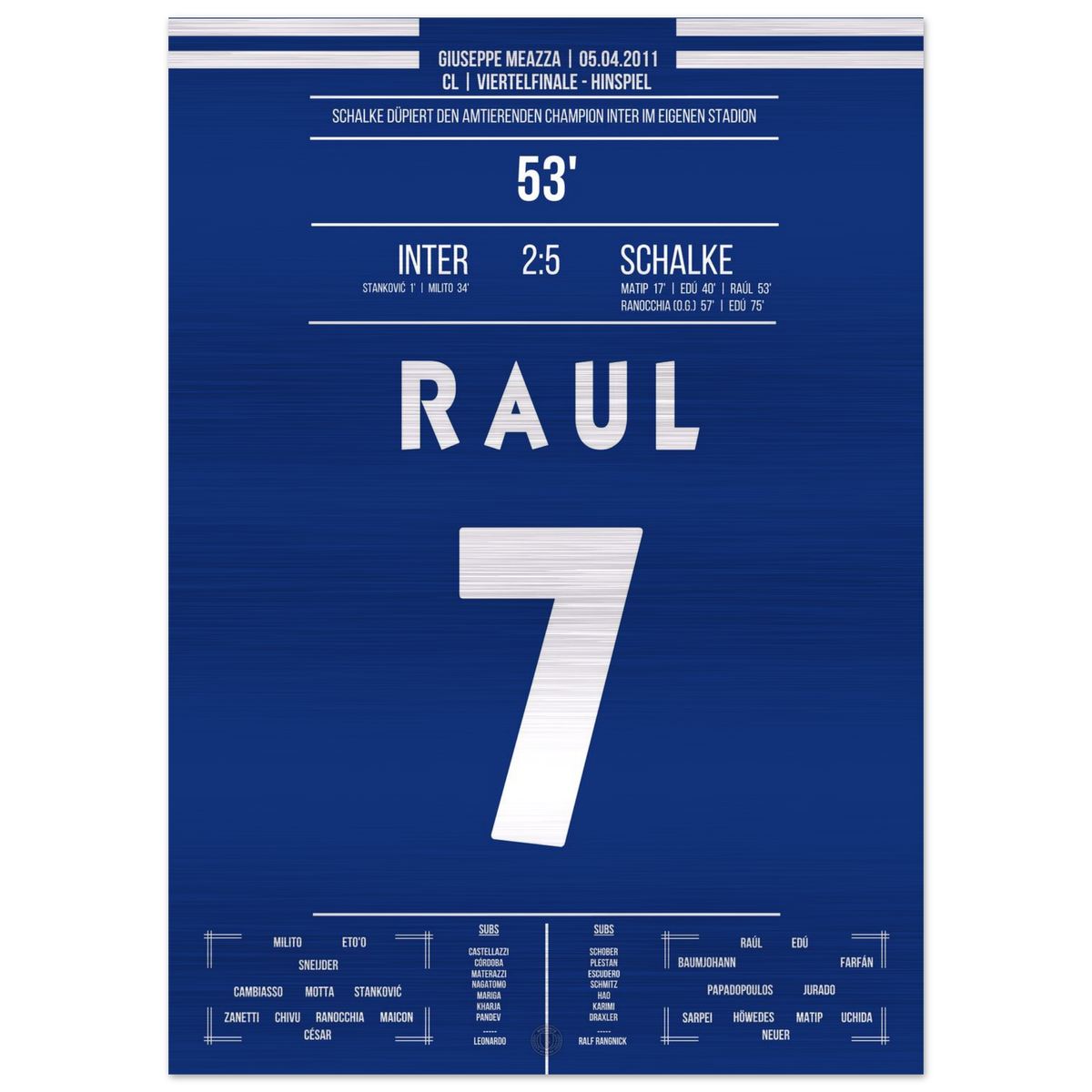 (Metal Print) Raul show lors de la victoire de gala contre les champions en titre de l'Inter en quarts de finale de CL 2011